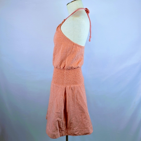 Sundays Anthropologie Ember Mini Dress Halter Neckline Smocked Waist Coral S NWT - Picture 11 of 15
